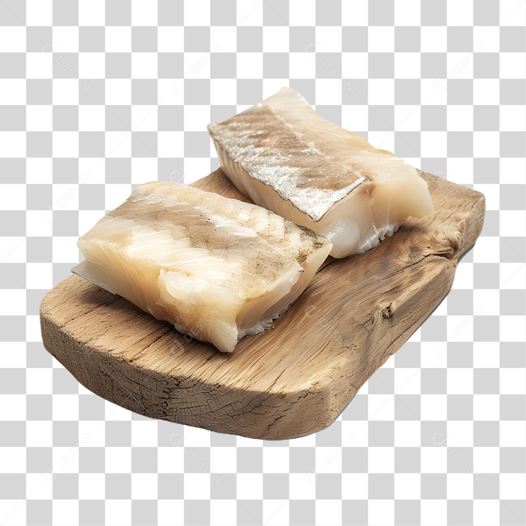 Pedaços de Bacalhau em Tábua PNG Transparente