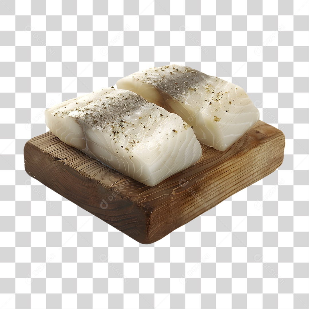 Pedaços de Bacalhau em Tábua PNG Transparente