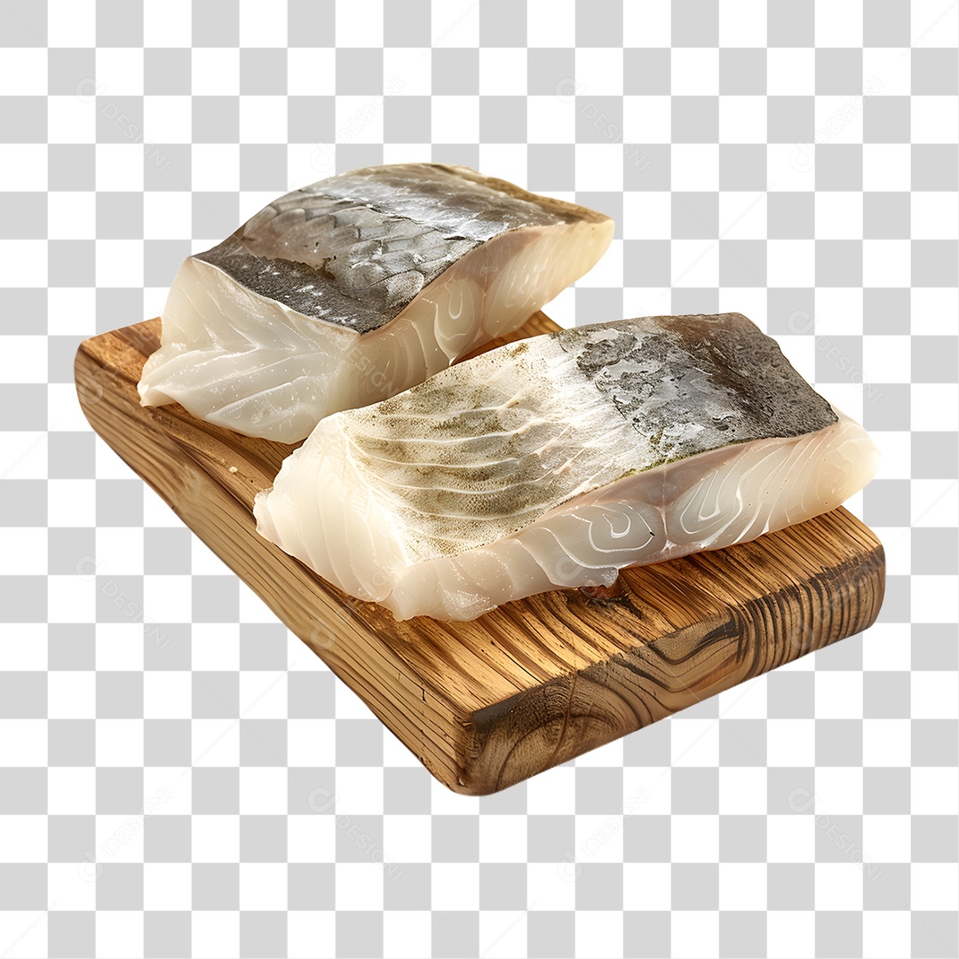 Pedaços de Bacalhau em Tábua PNG Transparente