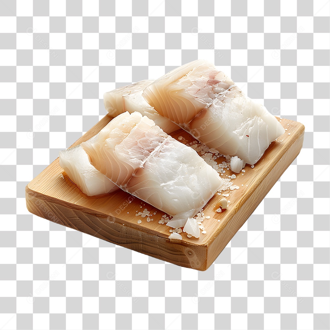 Pedaços de Bacalhau em Tábua PNG Transparente