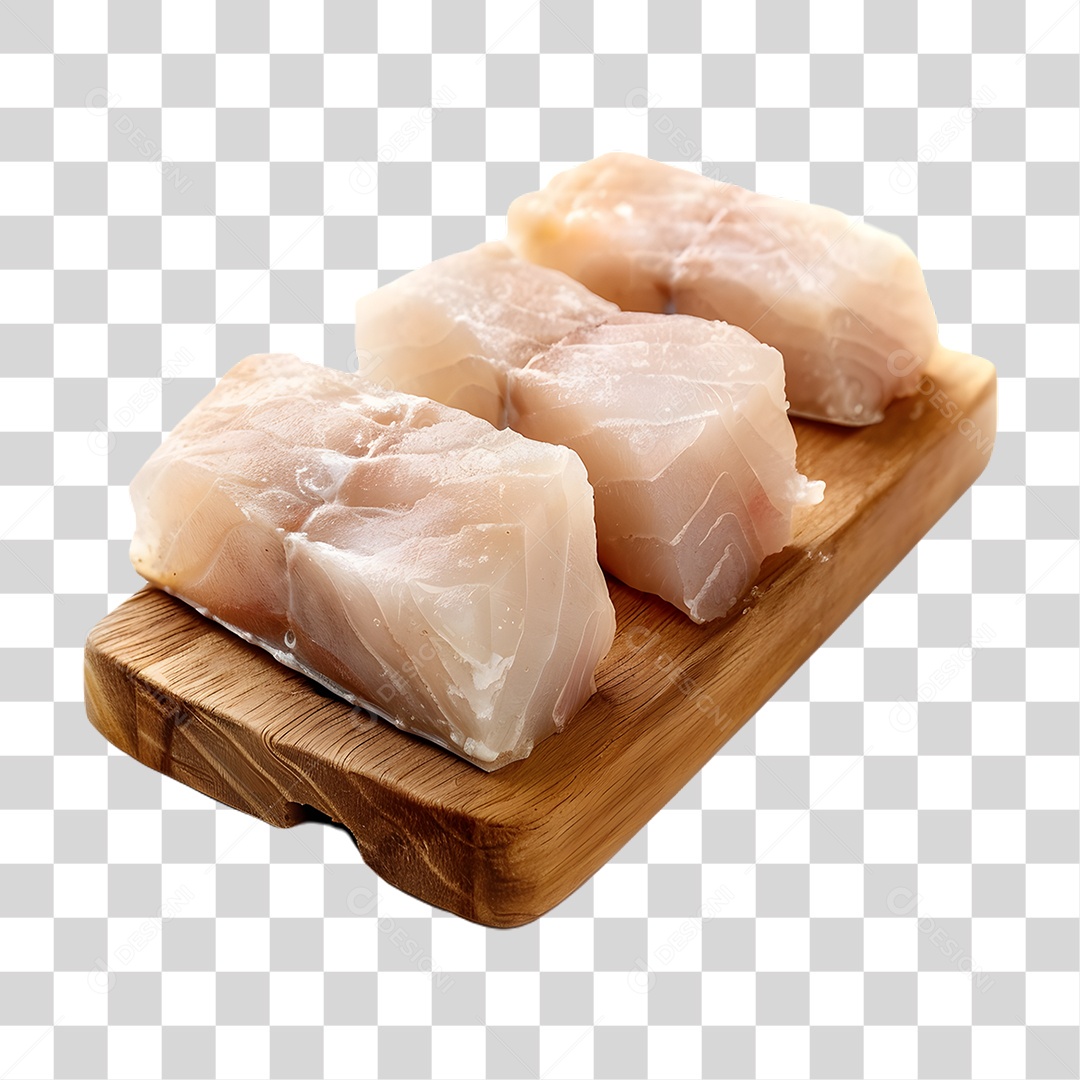 Pedaços de Bacalhau em Tábua PNG Transparente