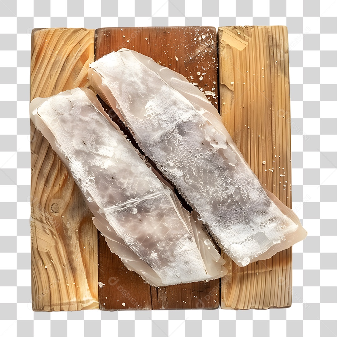 Pedaços de Bacalhau em Tábua PNG Transparente