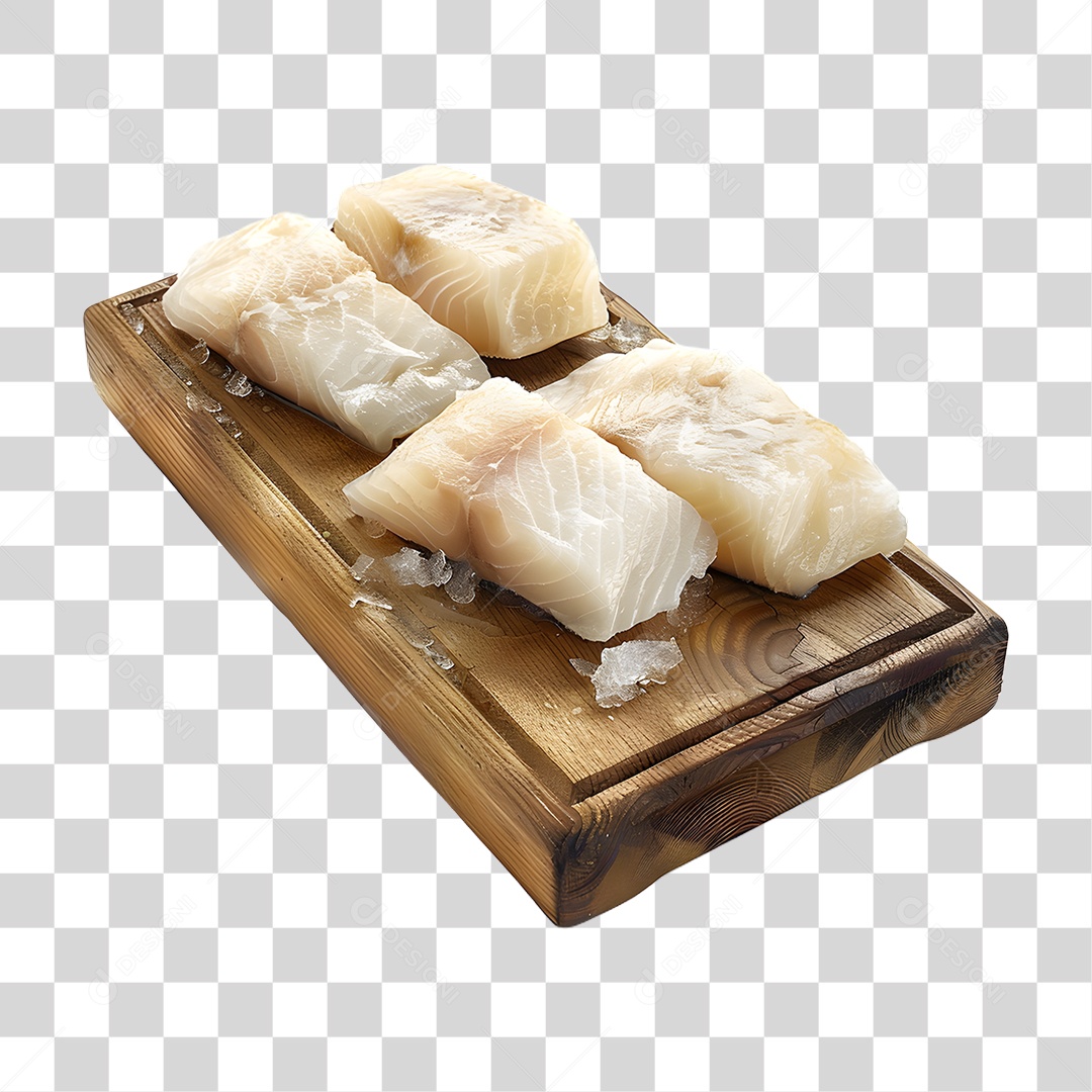 Pedaços de Bacalhau em Tábua PNG Transparente