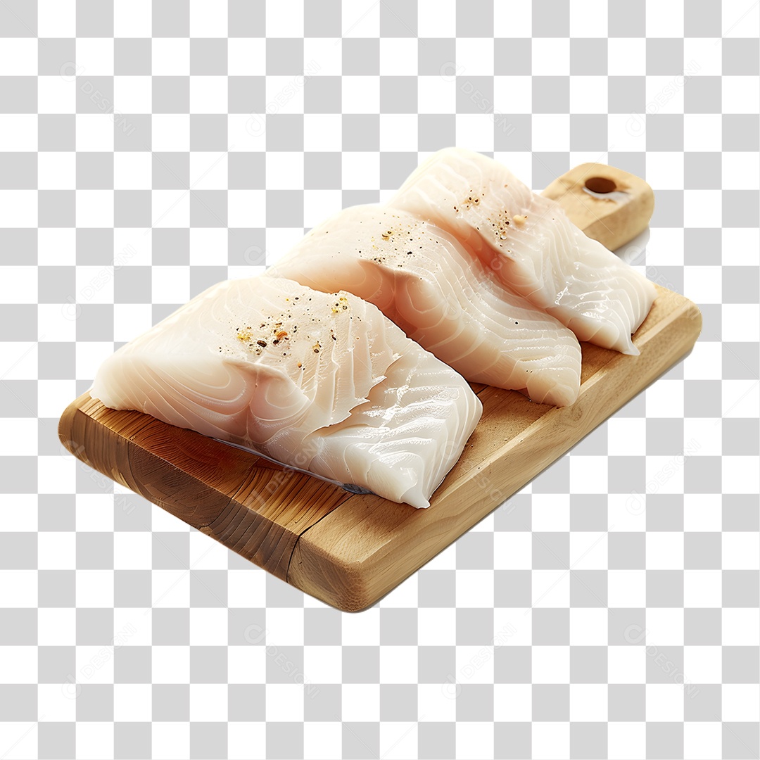 Pedaços de Bacalhau em Tábua PNG Transparente