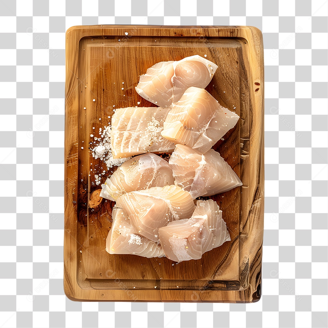 Pedaços de Bacalhau em Tábua PNG Transparente