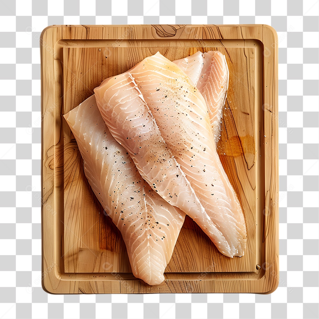 Pedaços de Bacalhau em Tábua PNG Transparente