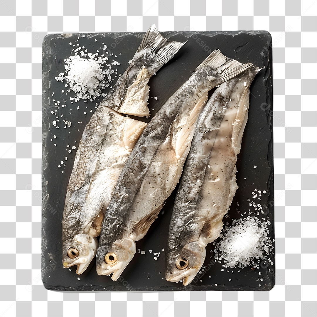 Pedaços de Bacalhau em Tábua PNG Transparente