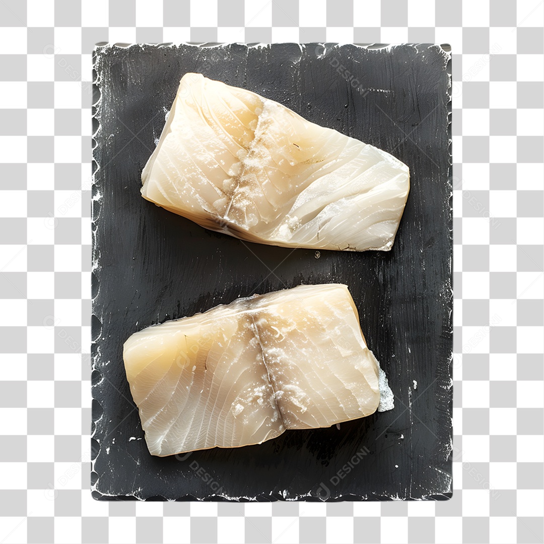 Pedaços de Bacalhau em Tábua PNG Transparente