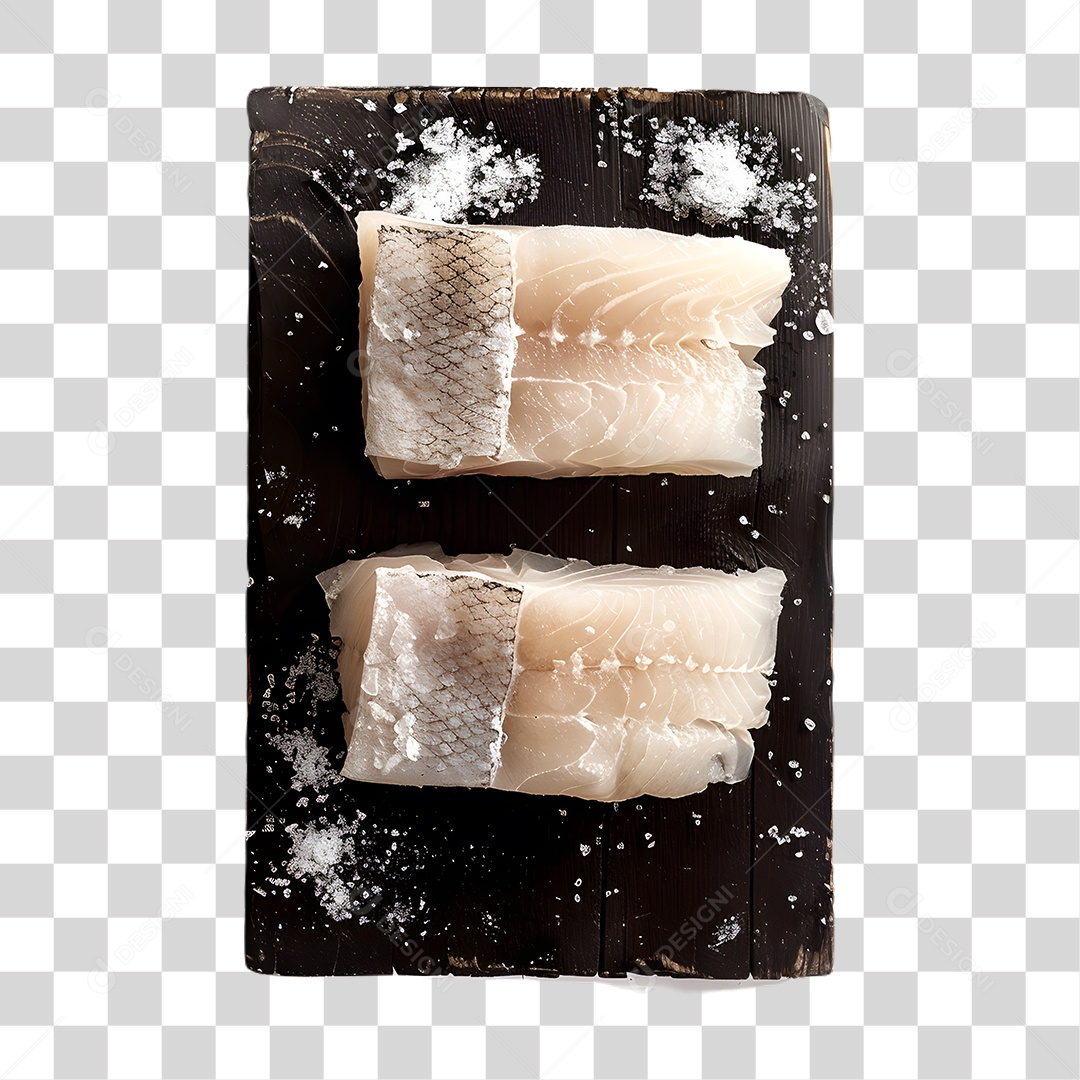 Pedaços de Bacalhau em Tábua PNG Transparente
