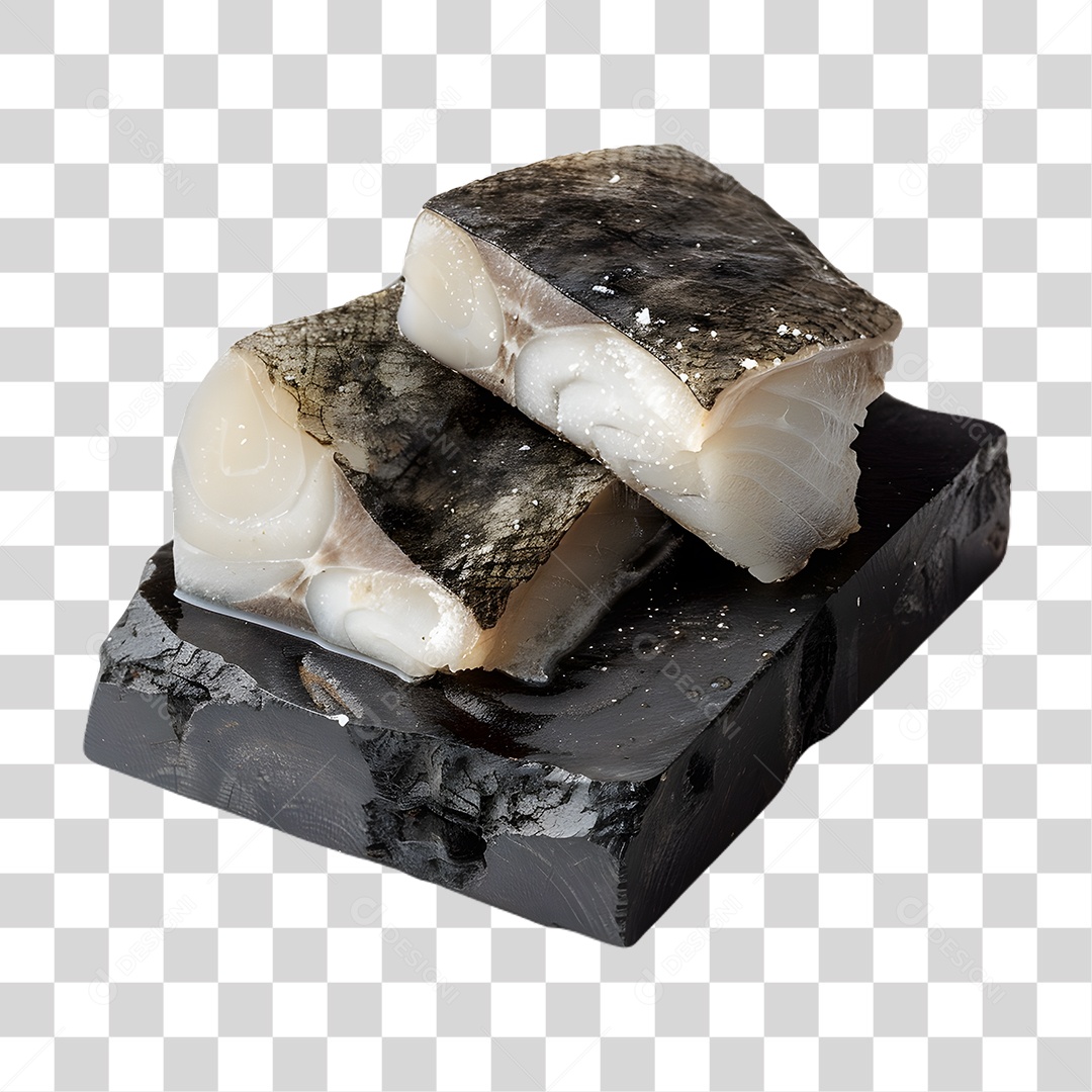 Pedaços de Bacalhau em Tábua PNG Transparente