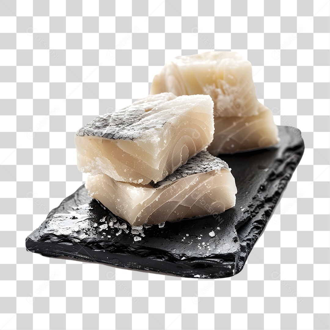 Pedaços de Bacalhau em Tábua PNG Transparente