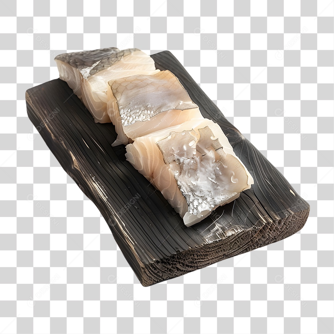 Pedaços de Bacalhau em Tábua PNG Transparente