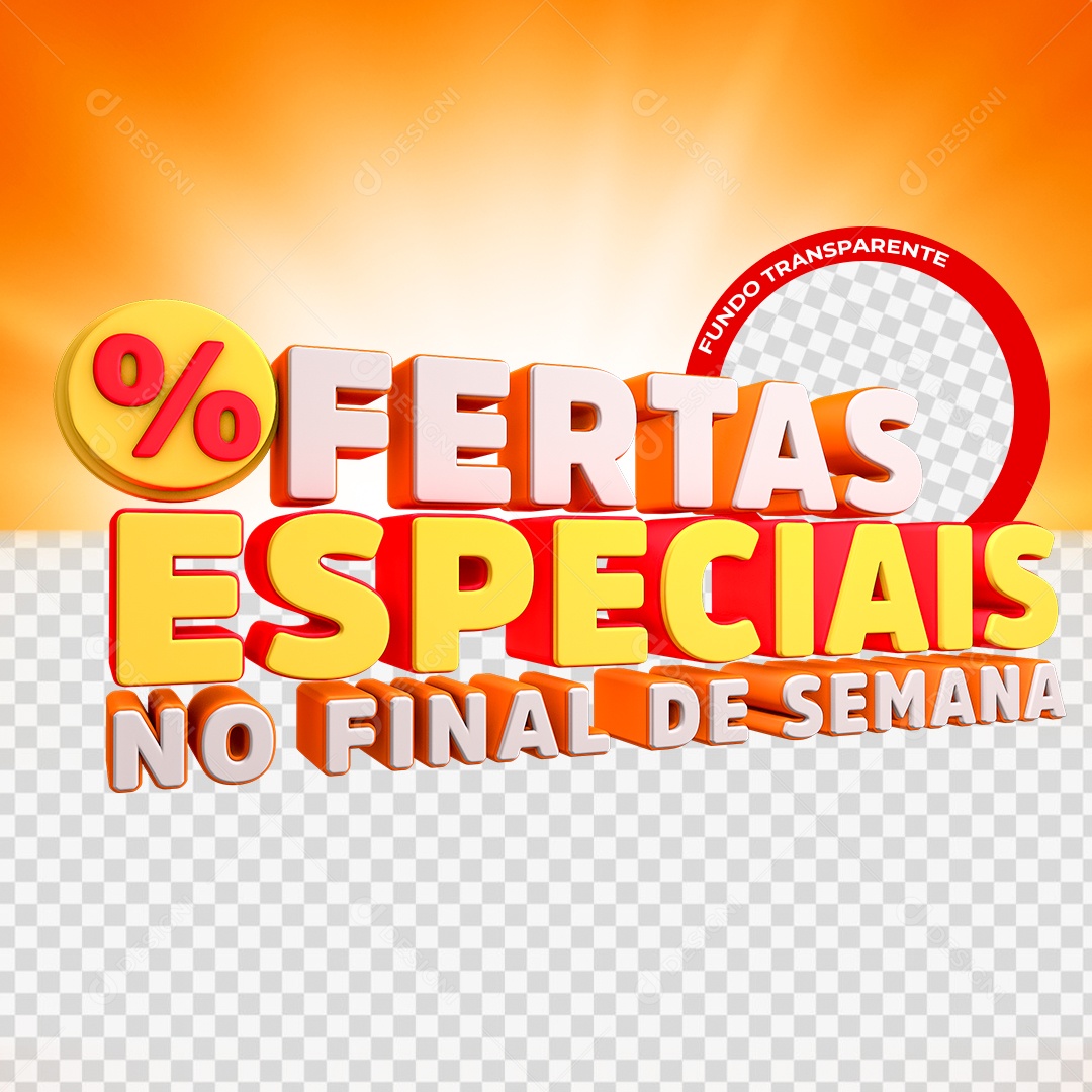 Ofertas Especiais no Final de Semana Selo 3D para Composição PSD