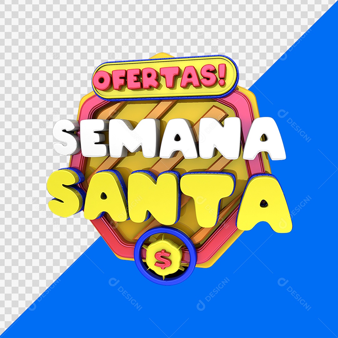 Ofertas da Semana Santa Selo 3D para Composição PSD