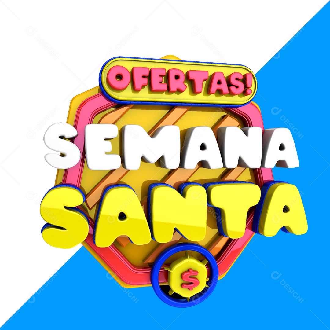 Ofertas Semana Santa Selo 3D Rosa Branco para Composição PSD Editável