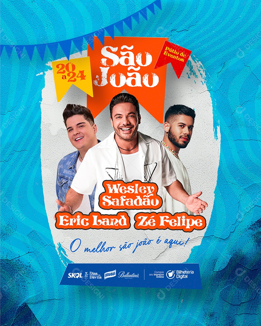 Flyer São João Wesley Safadão Eric Land Zé Felipe Social Media PSD Editável
