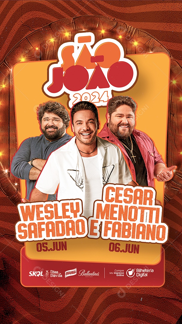 Story Flyer São João Wesley Safadão Cesar Menotti e Fabiano Social Media PSD Editável