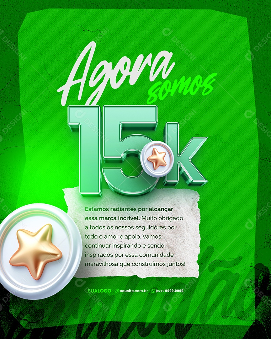 Social Media 15k de Seguidores no Instagram PSD Editável