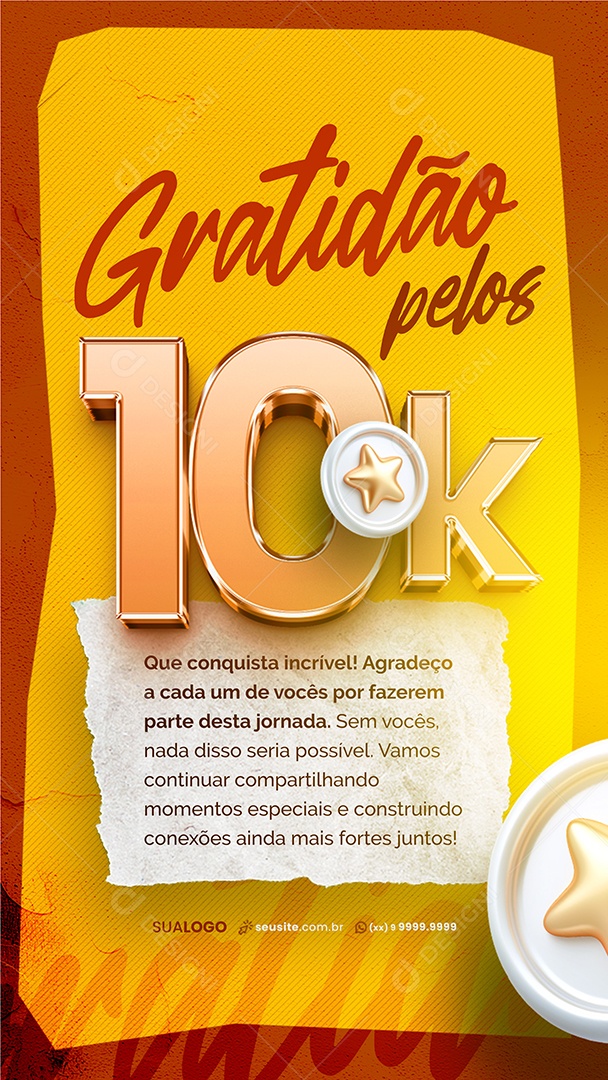 Story Social Media 10k de Seguidores no Instagram PSD Editável
