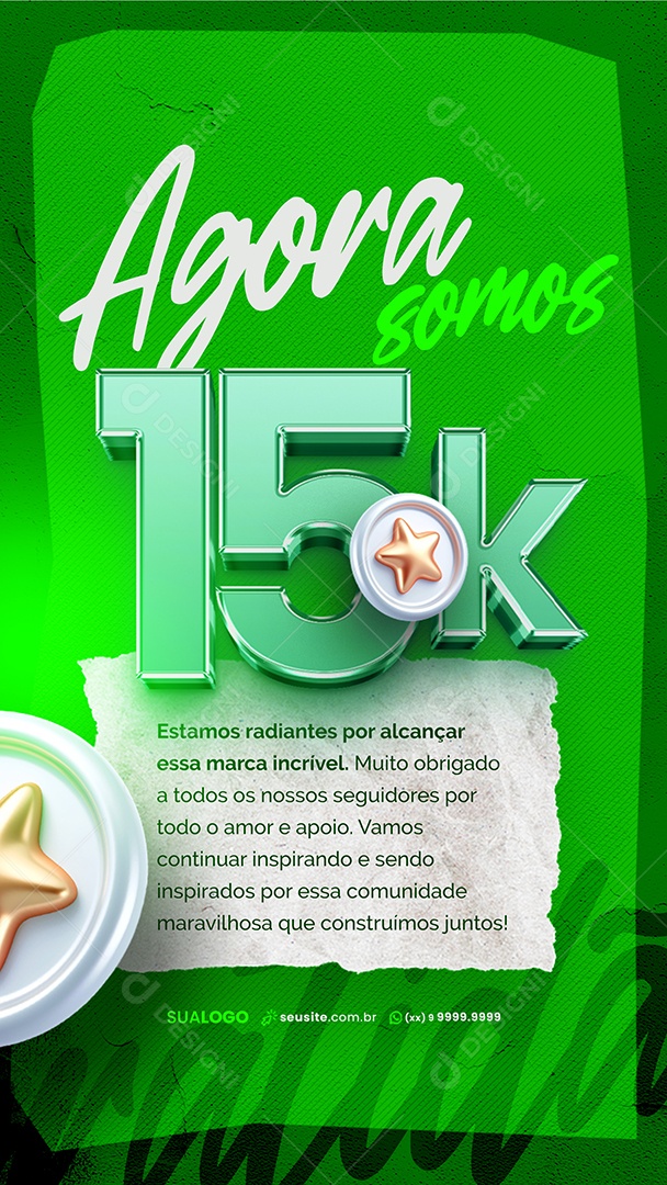 Story Social Media 15k de Seguidores no Instagram PSD Editável