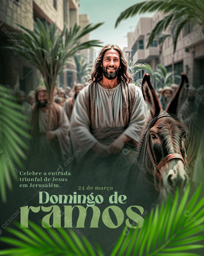 Domingo de Ramos 24 de Março Celebre Social Media PSD Editável