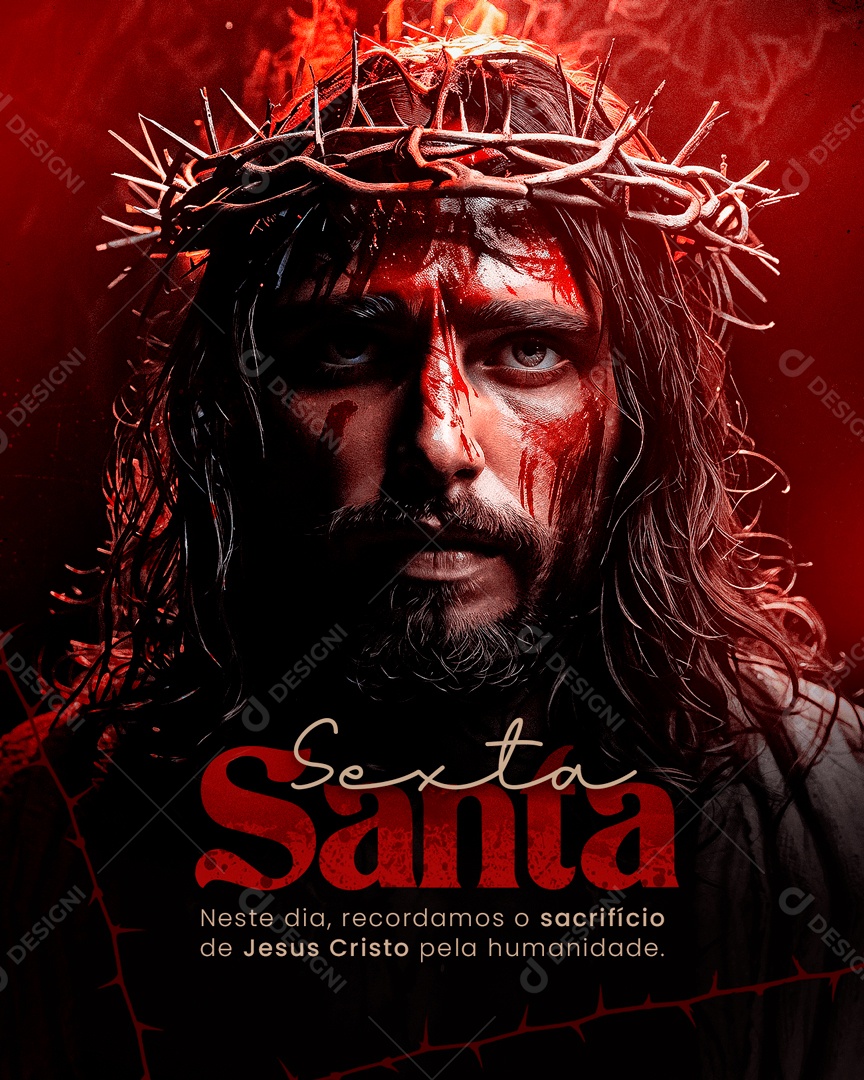 Sexta Feira Santa 29 de Março Recordamos o Sacrifício de Jesus Social Media PSD Editável