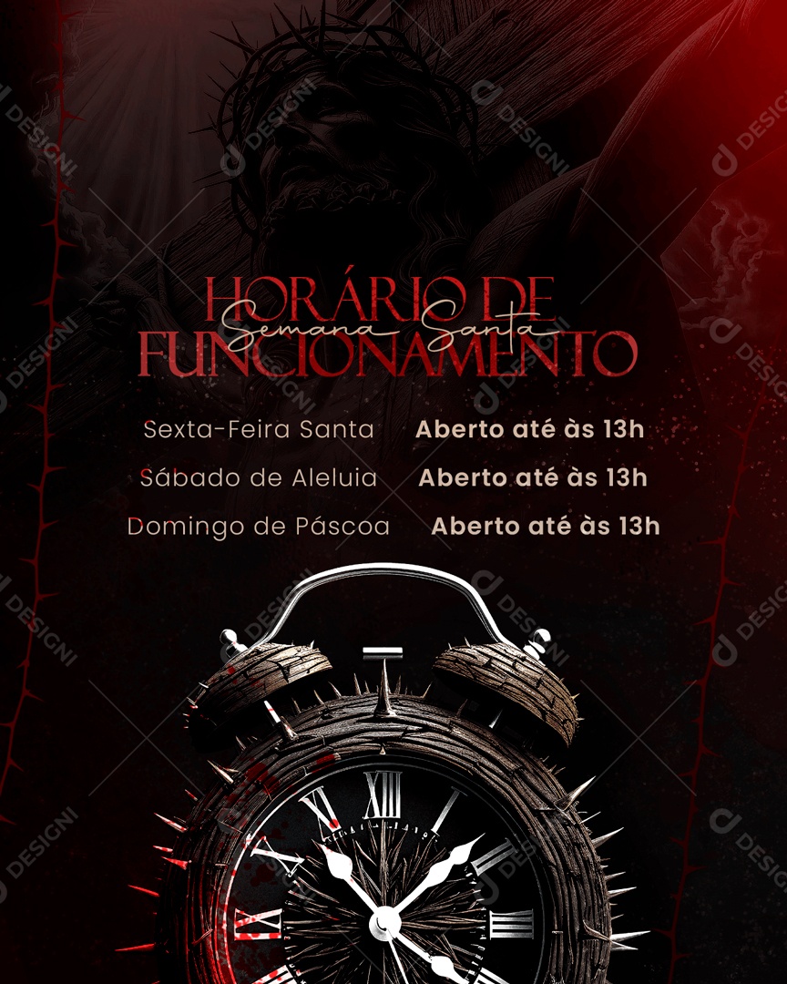 Horário de Funcionamento da Sexta Feira Santa Social Media PSD Editável