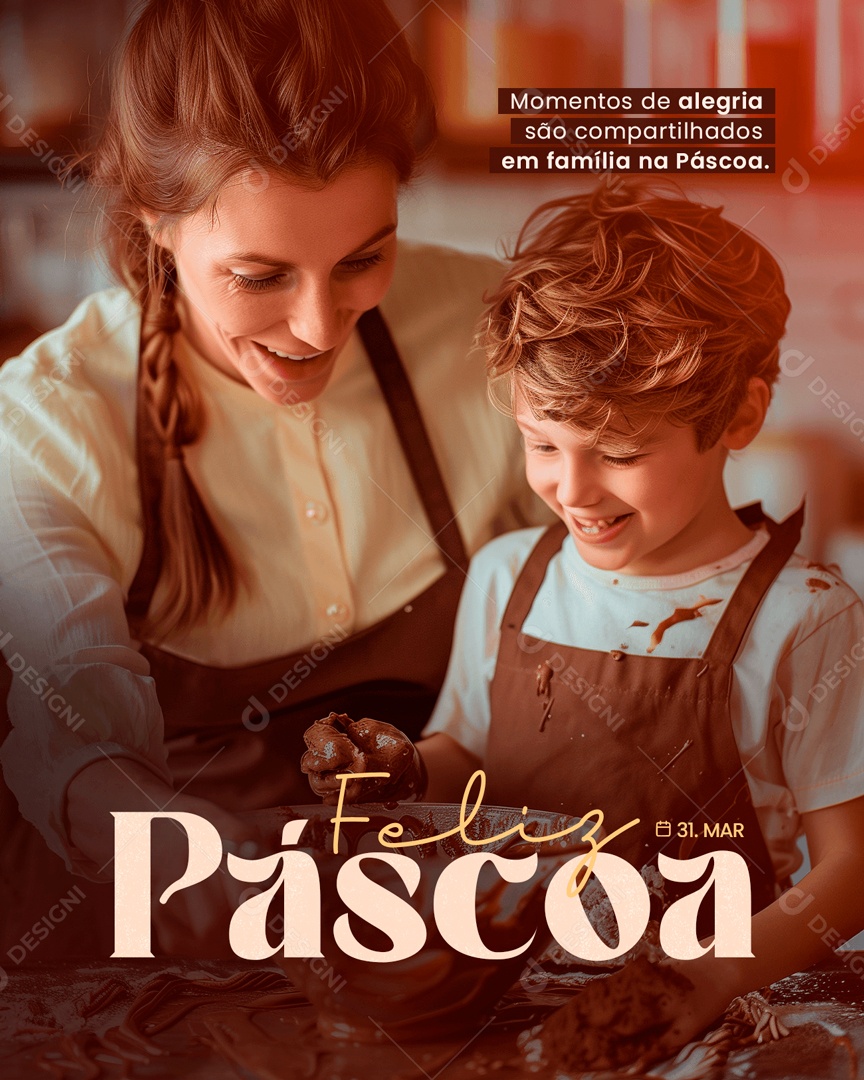 Feliz Páscoa 31 de Março Momentos de Alegria são Compartilhado em Família Social Media PSD Editável
