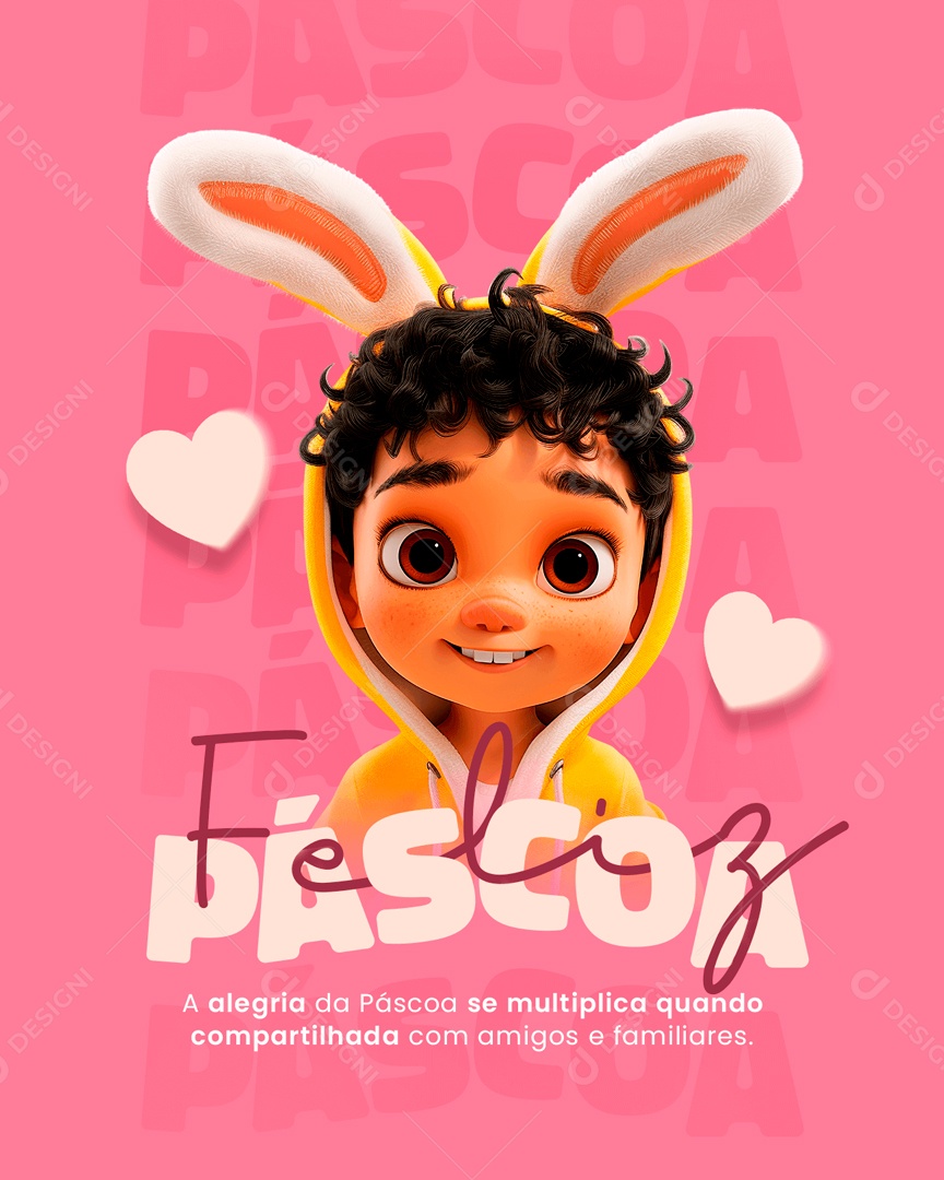 Feliz Páscoa 31 de Março a Alegria se Multiplica Quando Compartilhada com Amigos Social Media PSD Editável