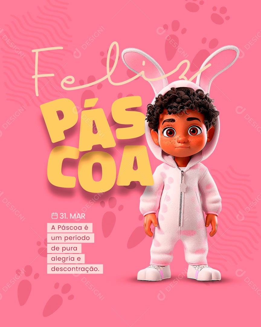 Feliz Páscoa 31 de Março é um Período de Pura Alegria Social Media PSD Editável