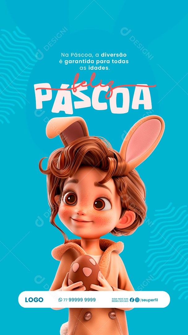 Story Feliz Páscoa 31 de Março a Diversão é Garantida para todas as Idades Social Media PSD Editável