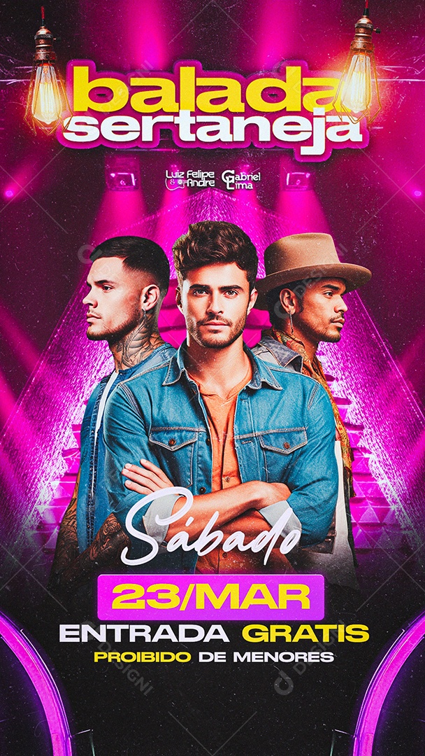 Story Flyer Balada Sertaneja Luiz Felipe e Andre Gabriel Lima Social Media PSD Editável