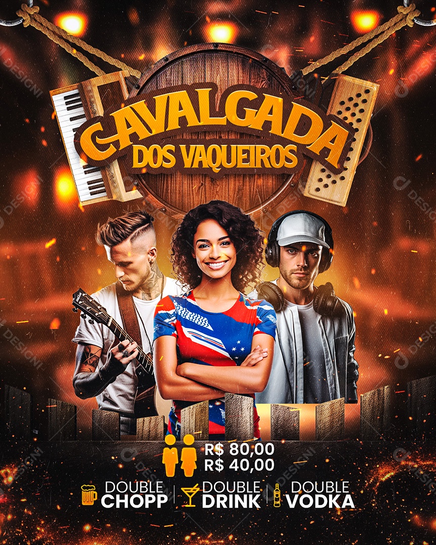 Flyer Cavalgada Dos Vaqueiros Social Media PSD Editável