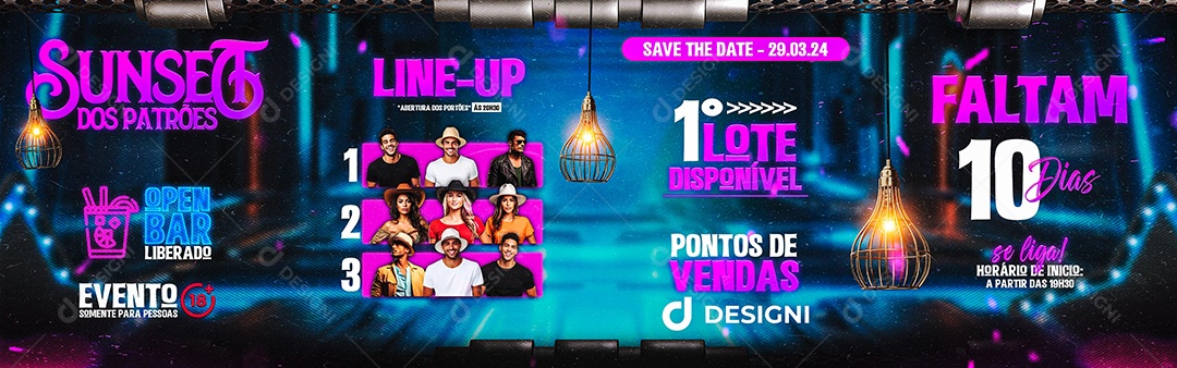 Carrossel Flyer Sunset dos Patrões Social Media PSD Editável