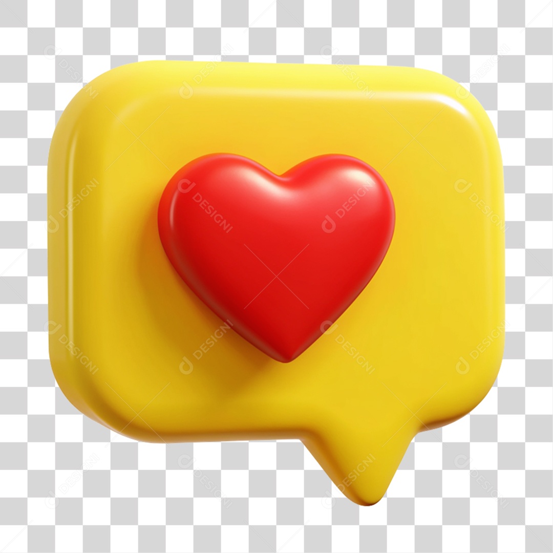 Balão de Texto com Coração PNG Transparente