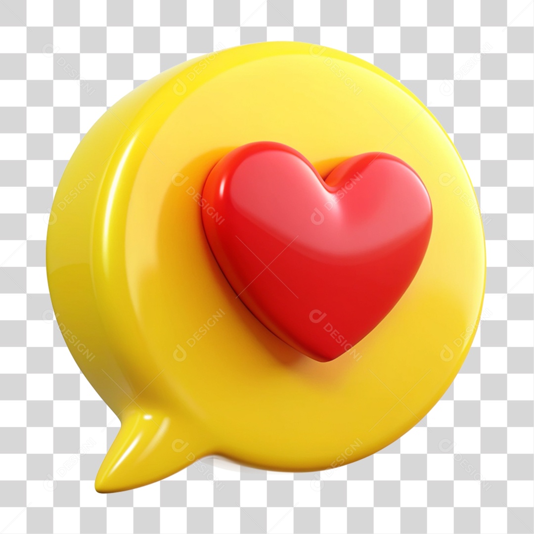 Balão de Texto com Coração PNG Transparente