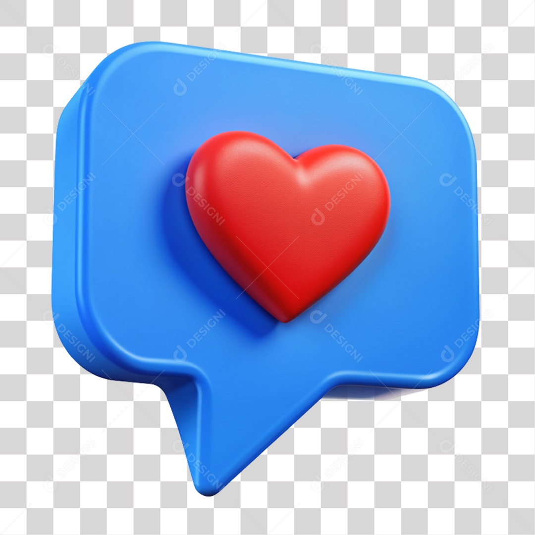 Balão de Texto com Coração PNG Transparente