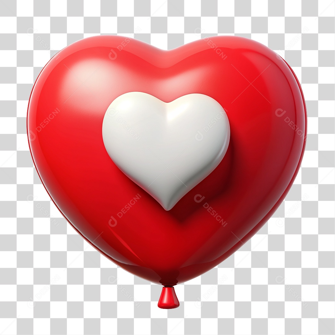 Elemento 3D Coração em Balão de Texto PNG Transparente
