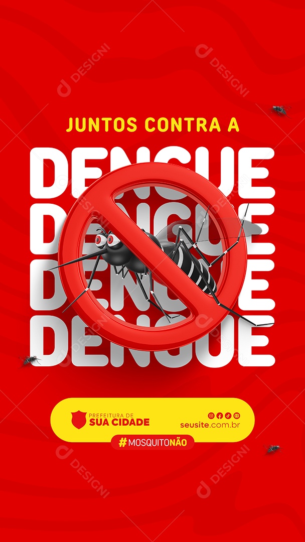 Story Campanha Juntos Contra a Dengue Mosquito Social Media PSD Editável