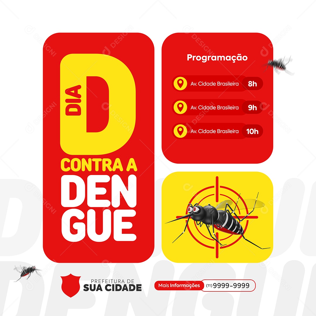Campanha Dia Contra a Dengue Programação Social Media PSD Editável