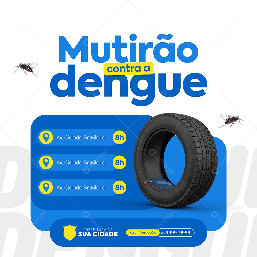 Campanha Mutirão Contra a Dengue Social Media PSD Editável