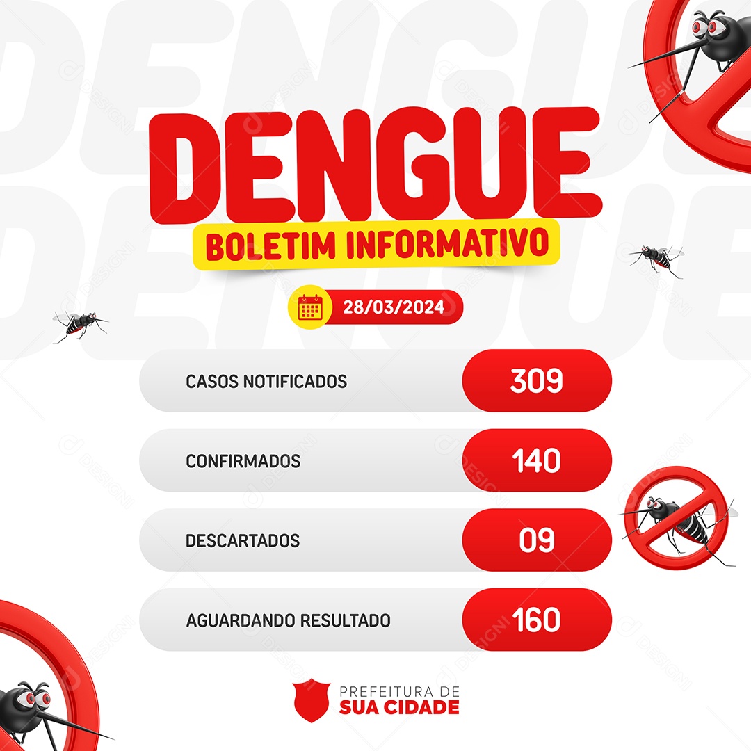 Campanha Dengue Boletim Informativo Social Media PSD Editável