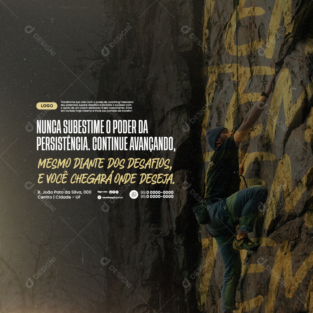 Coaching Nunca Subestime o Poder da Persistência Social Media PSD Editável