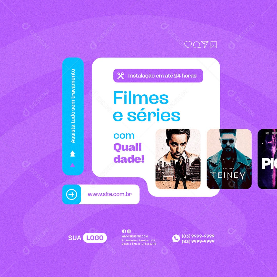 Provedor De Internet Filmes e Séries com Qualidade Social Media PSD Editável