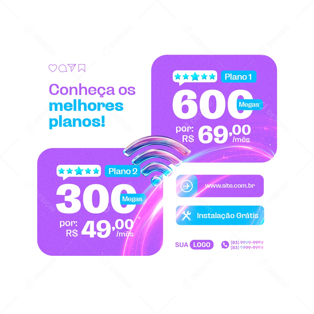 Provedor De Internet Conheça os Melhores Planos Social Media PSD Editável