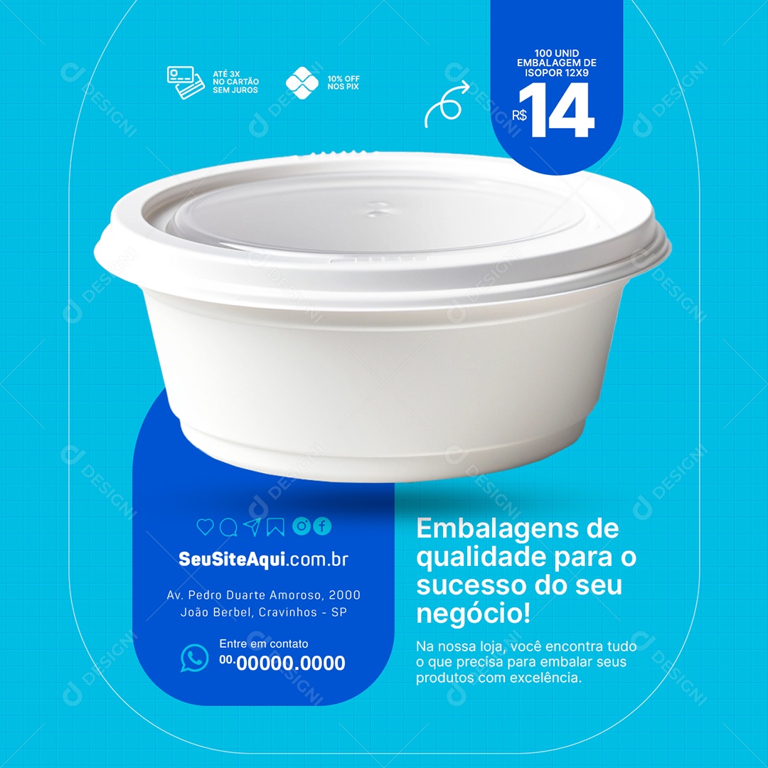 Embalagem Embalagens de Qualidade para o Sucesso Social Media PSD Editável