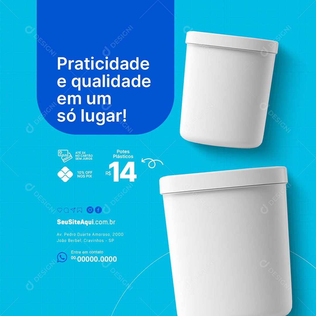 Embalagem Praticidade e Qualidade em Um só Lugar Social Media PSD Editável