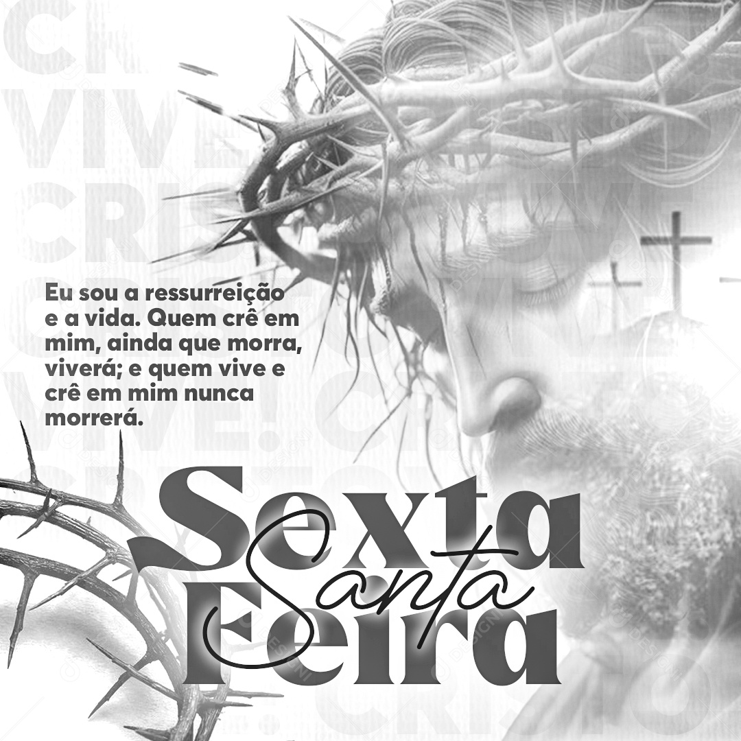 Sexta Feira Santa 29 de Março Eu sou a Ressurreição e a Vida Social Media PSD Editável