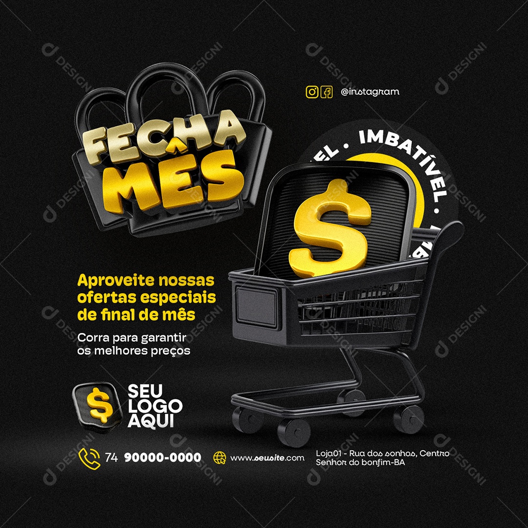 Fecha Mês Supermercado Aproveite nossas Ofertas Social Media PSD Editável
