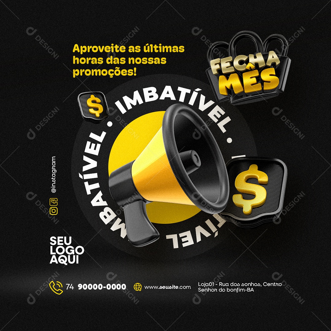 Fecha Mês Supermercado Imbatível Social Media PSD Editável